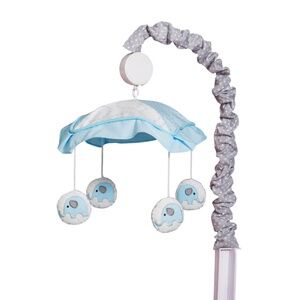 Nursery Mobile for Crib with Music Wind Up Spinner Blue Elephants